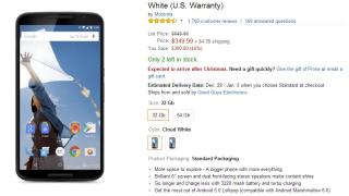 نيكزس 6 للنسخة 32GB بسعر 249 دولار على الأمازون