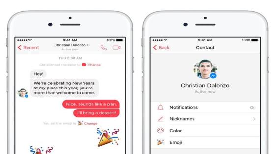 تطبيق الماسنجر الخاص بـ الفيسبوك يتيح لمستخدميه تخصيص الألوان ورموز العواطف في الدردشة
